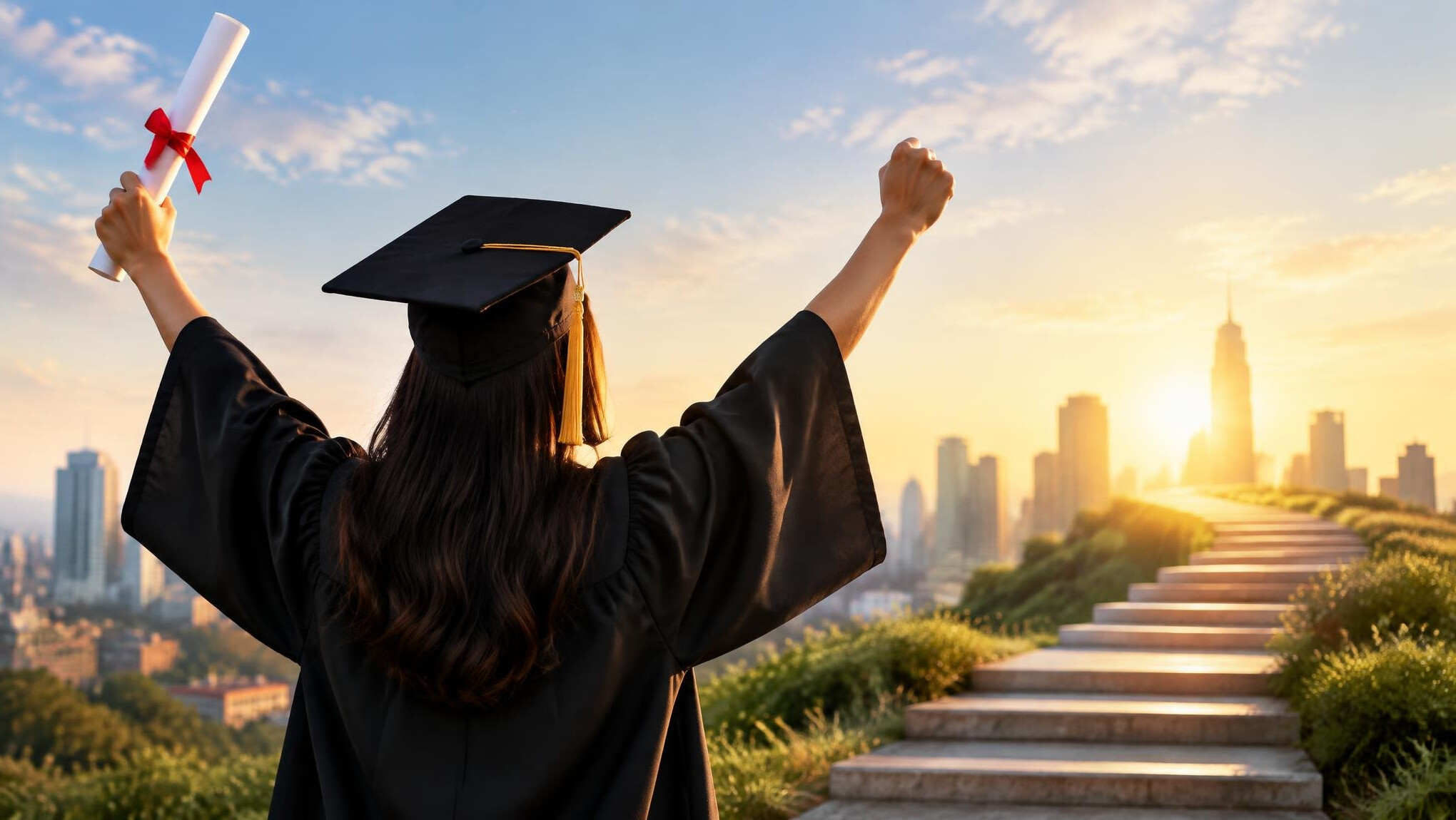 graduation cap and diploma